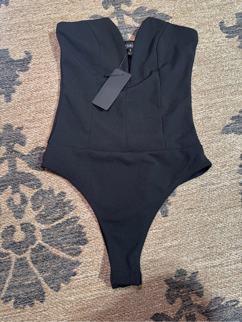 Blue Blush - Black One-Piece Bodysuit- New